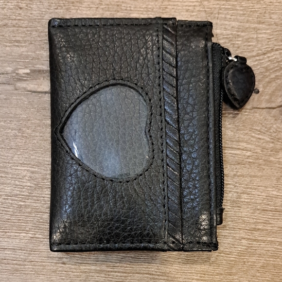 Brighton Black Leather Card Holder with Heart Accent - Picture 4 of 7
